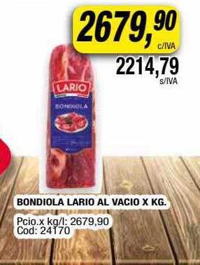 Maxiconsumo Bondiola lario al vacio oferta