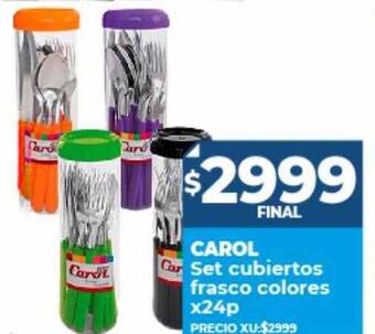 Supermayorista Vital Carol set cubiertos frasco colores oferta