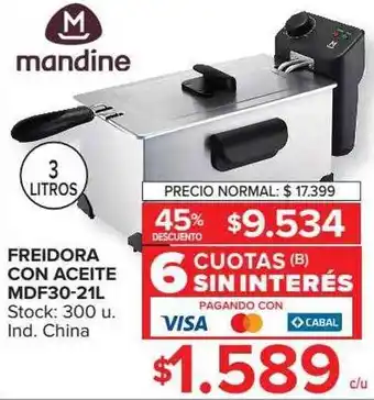 Carrefour Freidora con aceite mdf30-21l mandine oferta