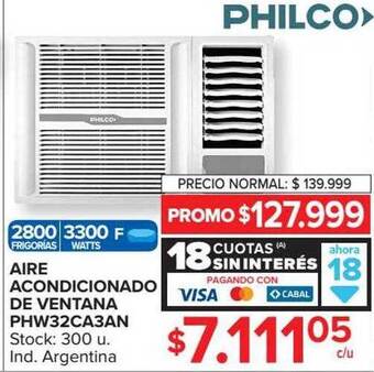 Aire acondicionado de ventana phw32ca3an philco