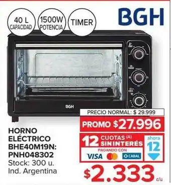 Carrefour Horno eléctrico bhe40m19n: phn048302 bgh oferta