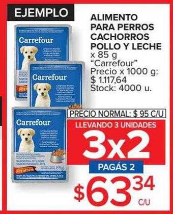 Carrefour Alimento para perros cachorros pollo y leche carrefour oferta