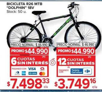 Carrefour Bicicleta r26 mtb dolphin 18v oferta