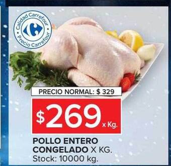 Carrefour Pollo entero congelado oferta