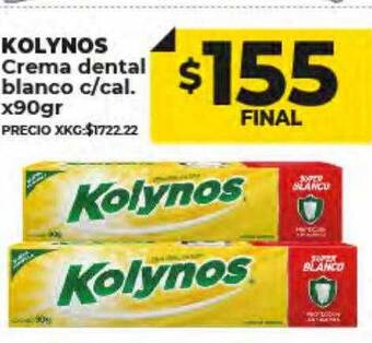 Supermayorista Vital Kolynos crema dental blanco c-cal. oferta