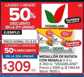 Carrefour Market Medallón de batata con masala veggieland oferta