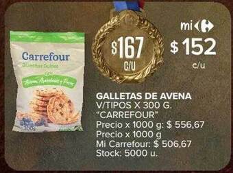 Carrefour Galletas de avena v-tipos oferta