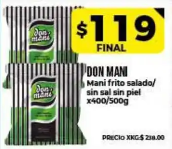 Supermayorista Vital Don Mani Mani Frito Salado/sin sal sin piel x400/500g oferta