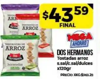 Supermayorista Vital Dos Hermanos Tostados Arroz s.sal/c.sal/dulces x120gr oferta