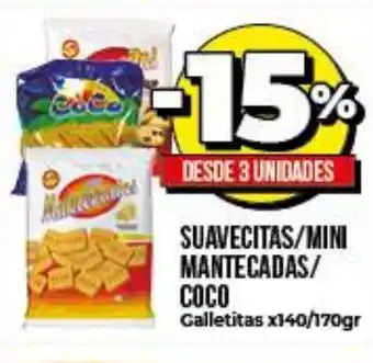 Supermayorista Vital -15% Suavecitas/Mini Mantecadas/Coco Galletitas x140/170gr oferta