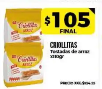 Supermayorista Vital Criollitas Tostadas de arroz x110gr oferta