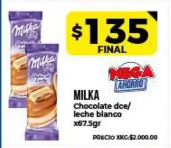 Supermayorista Vital Milka Chocolate Dce/Leche Blanco x67.5gr oferta
