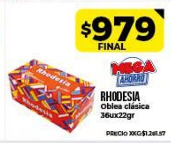 Supermayorista Vital Rhodesia Oblea clásica 36ux22gr oferta