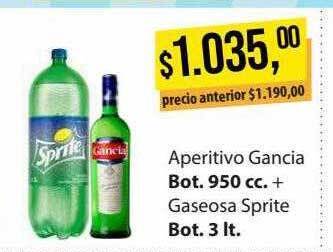 Supermercados Damesco Aperitivo gancia + gaseosa sprite oferta