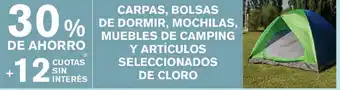 Supermercados Vea 30% de Ahorro Carpas, Bolsas de Dormir, Mochilas, Muebles de Camping y Artículos Seleccionados de Cloro oferta