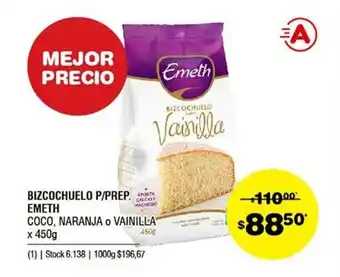 Atomo Conviene Emeth Bizcochuelo P/Prep. Coco, Naranja o Vainilla x 450g oferta