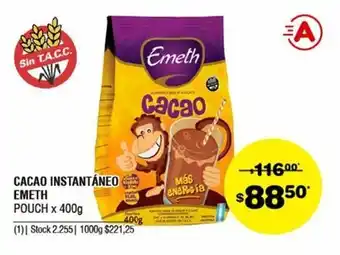 Atomo Conviene Emeth Cacao Instantáneo x 400g oferta
