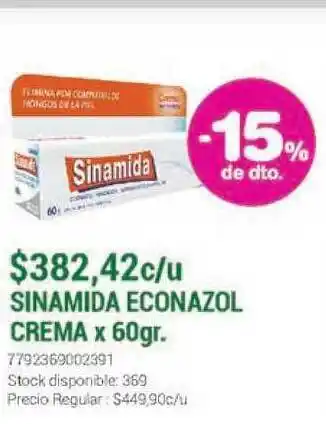 La Santé Sinamida Econazol Crema x 60gr oferta