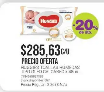 La Santé Huggies Toallas Húmedas Tipo Oleo Calcareo x 48un. oferta