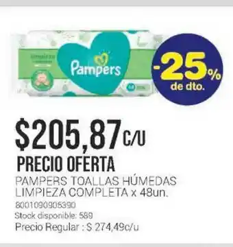 Pampers Toallas Húmedas Limpieza Completa x 48un.
