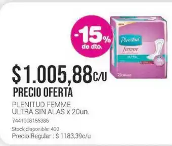 La Santé Plenitud Femme Ultra Sin Alas x 20un oferta