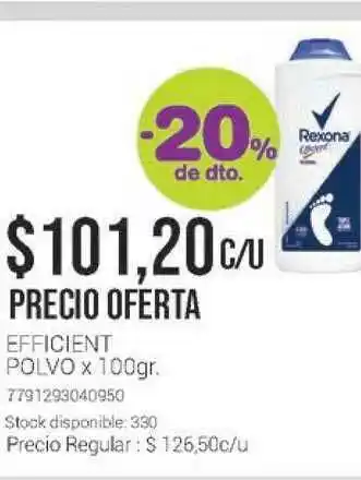 La Santé Rexona Efficient Polvo x 100gr oferta