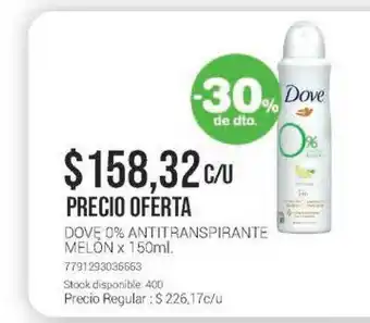 La Santé Dove 0% Antitranspirante Melón x 150ml oferta