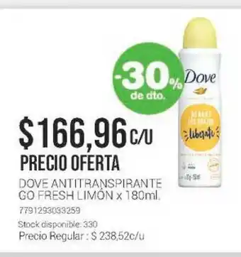 La Santé Dove Antitranspirante Go Fresh Limón x 180ml oferta