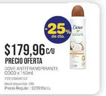La Santé Dove Antitranspirante Coco x 150ml oferta