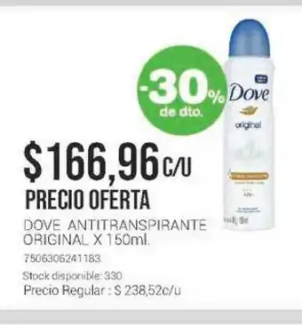 La Santé Dove Antitranspirante Original x 150ml oferta