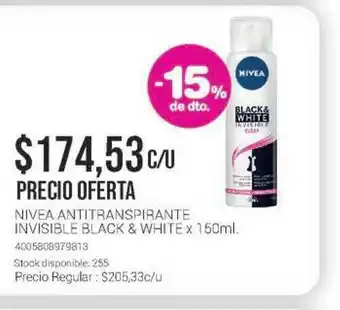 La Santé Nivea Antitranspirante Invisible Black & White x 150ml oferta