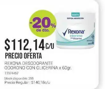 La Santé Rexona Desodorante Odorono Con Glicerina x 60gr oferta