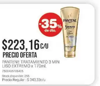 La Santé Pantene Tratamiento 3 Min Liso Extremo x 170ml oferta