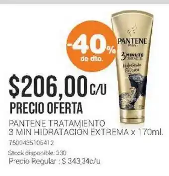 La Santé Pantene Tratamiento 3 Min Hidratación Extrema x 170ml oferta