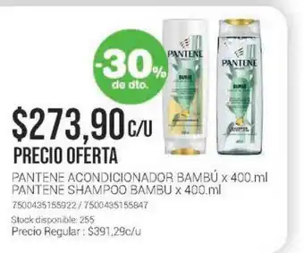 La Santé Pantene Acondicionador Bambú 400ml y Pantene Shampoo Bambu x 400ml oferta