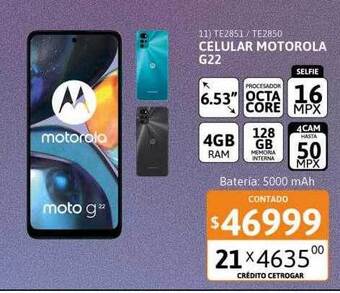 Cetrogar Celular motorola g22 oferta