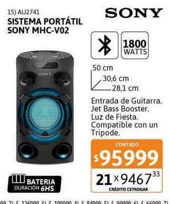 Cetrogar Sistema portátil sony mhc-v02 oferta