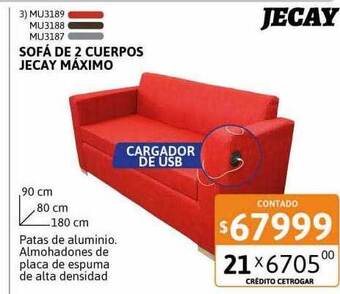 Cetrogar Sofá de 2 cuerpos jecay máximo oferta