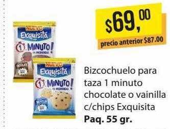 Supermercados Damesco Bizcochuelo para taza 1 minuto chocolate o vainilla c chips exquisita oferta