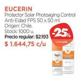 Farmacity Eucerin Protector Solar Photoaging Control Anti-edad Fps 50 x 50ml oferta