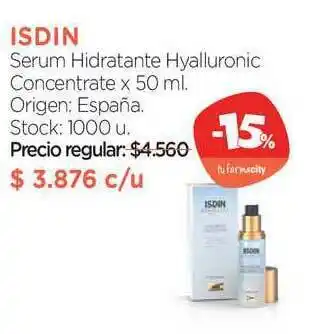 Farmacity Isdin Serum Hidratante Hyalluronic Concentrate x 50ml oferta