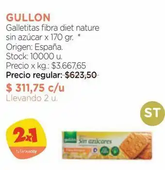 Farmacity Galletitas gullón fibra diet nature sin azúcar x 170 g oferta