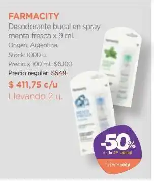 Desodorante bucal en spray menta fresca x 9 ml