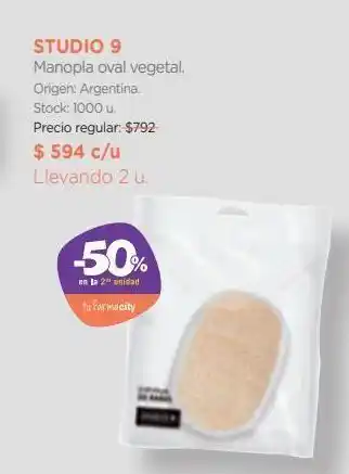 Farmacity Manopla de baño studio 9 oval vegetal oferta