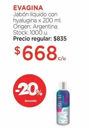 Farmacity Jabón líquido evagina con hyalugina x 200 ml oferta