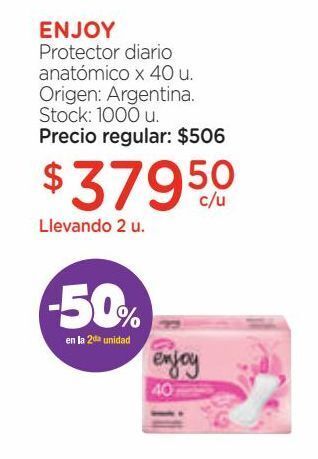 Farmacity Protector diario enjoy anatómico x 40 un oferta