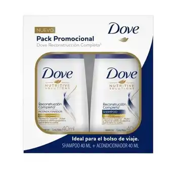 Farmacia Del Puente Pack dove shampoo + acondicionador reconstrucción completa x 40 ml oferta