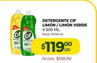 Super MAMI Detergente Cif Limón Limón Verde x 500ml oferta