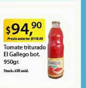 Supermercados Damesco Tomate Triturado El Gallego 950gr oferta