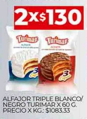 Supermercados DIA Alfajor triple blanco negro turimar oferta